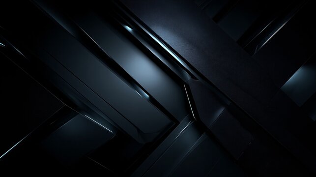Abstract dark background with metallic textures and geometric shapes creating depth.