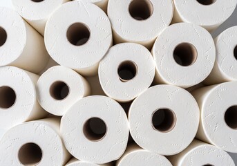 Background of White Toilet Paper Rolls Providing Everyday Household Hygiene and Comfort