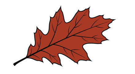 Obraz premium Simple cartoon vector illustration of a single red-brown northern red oak leaf, symbolizing the autumn season and the beauty of fall foliage.