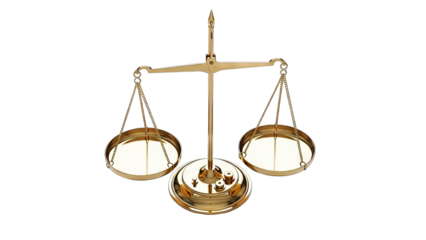 Golden Balance Scale on White Background