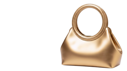 Golden Handbag Isolated on White Background