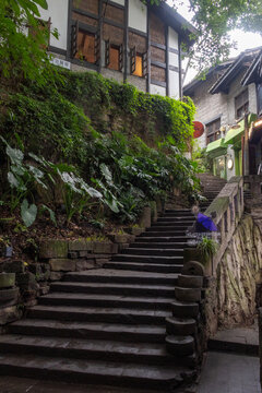 View of Xiahaoli Old Street in Chongqing, China.