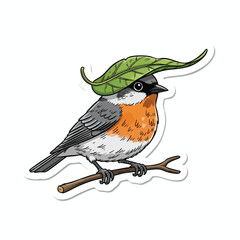 Bird with Leaf on Head