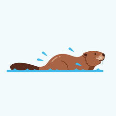 Illustration of a beaver swimming in water