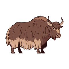 Illustration of a yak with shaggy fur