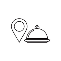 Restaurant location pin and food cloche icon