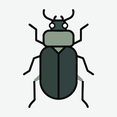 Illustration of a Dark Green Beetle
