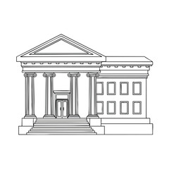Classic Building with Columns and Stairs Illustration