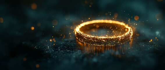 Glowing Ring of Fire Abstract Digital Art Dark Background