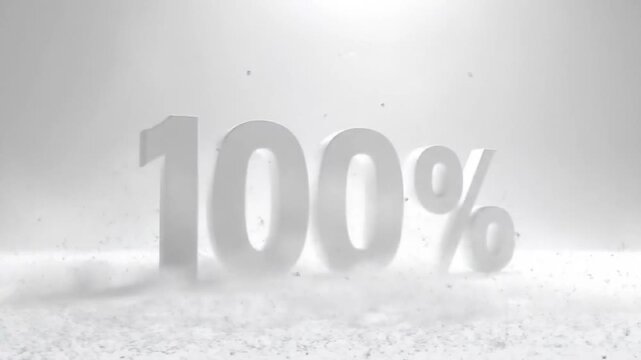 100% Percentage Symbol Dissolving in White Dust.