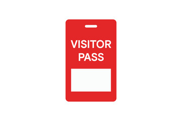 Visitor Pass Badge Icon on White Background Identification Tag Access Control Permit Security Entry Pass for Office Event or Facility Management.