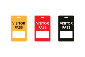 Visitor Pass Badge Icon on White Background Identification Tag Access Control Permit Security Entry Pass for Office Event or Facility Management.