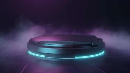 Cyberpunk Stage with Neon Lights and Smoke for Data-care Showcase 02