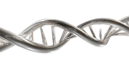 Metallic double helix structure representing dna, genomics, and scientific research with transparent background