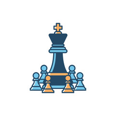 strategic defense with chess pieces a king protected by pawns illustrating leadership teamwork and business strategy perfect for articles