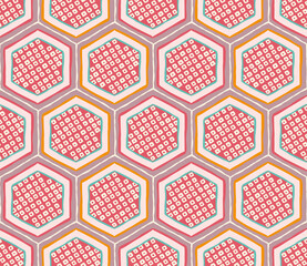 Vintage abstract vector seamless pattern, traditional Japanese geometric design.