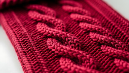 Cozy Close-Up Texture of Hand-Knitted Christmas Stocking in High Detail