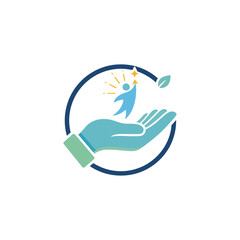 Supporting growth hand holding person reaching for a star concept for personal development helping achieve aspirations success and potential.