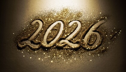 2026 Glitter Script Typography Golden Sparkle Design