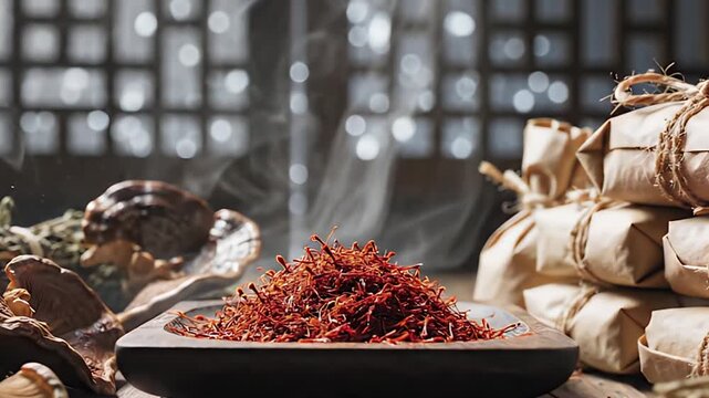Ancient Remedies: Cinematic Still Life of Traditional Medicine and Incense
