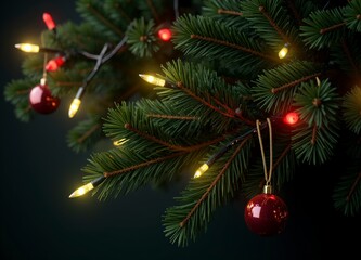 Obraz premium guirnalda, navida, árbol, decoraciones, vacaciones, abeto, languidecer, sucursal, de invierno, celebraciones, adorno, verde, bailes, nuevas, año, conos, dorada, naturaleza, regalo, ciclos, aislada