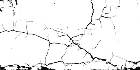 Crack concrete white wall or Cement wall background. Grungy. Earth cracks texture on isolated vector background. Black lightning bolts. Earth crack.