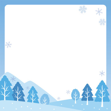 Winter landscape template with trees