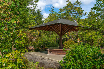 Naklejka premium The Gazebo in the Flower Garden of the Koko-en Garden on a sunny autumn day, Himeji, Hyogo Prefecture, Japan
