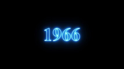 1945 to 2025 neon blue text animation on black background, glowing timeline years transition, historical progress and futuristic date range concept, anniversary and milestone - Powered by Adobe