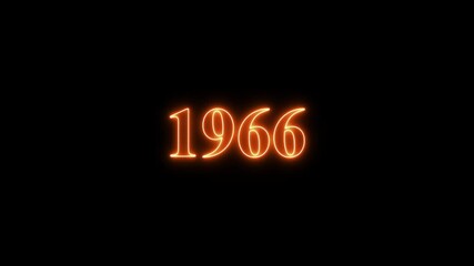 1945 to 2025 neon text animation on black background, glowing timeline years transition, historical progress and futuristic date range concept, anniversary and milestone