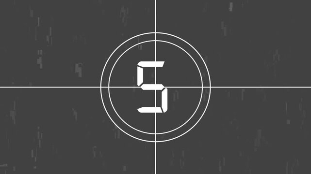 10 seconds vintage film countdown animation. old film countdown on a isolated background. Countdown movie from 10 to 0 number.