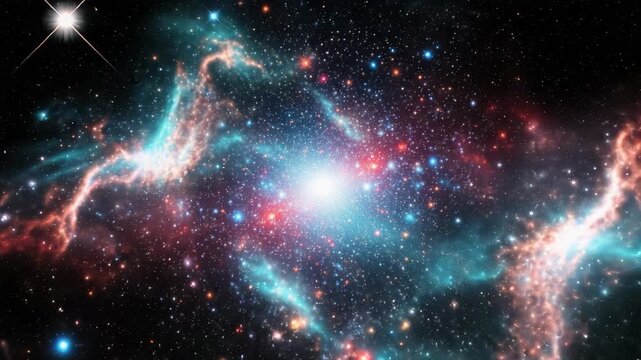 Vivid Nebula Formation in Deep Space Animated Background with Sparkling Stars and Cosmic Dust 3D