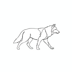 Fototapeta premium Line Art Illustration of a Walking Canine