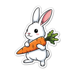 Obraz premium Adorable Cartoon Rabbit with Carrot