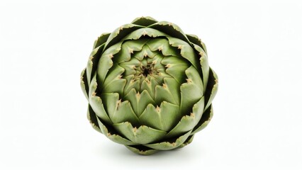 Fototapeta premium Whole Globe Artichoke on White Background, Sharp Focus, Studio Lighting