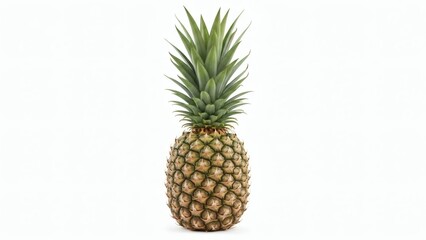 Fototapeta premium Whole Pineapple with Leaves Isolated on White Background