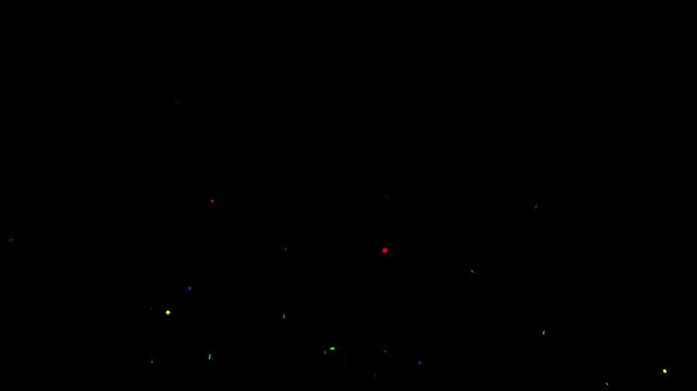 Confetti party explosion animation on black background. Сolorful confetti explosion falling on birthday party celebration. congratulations, celebration animation.