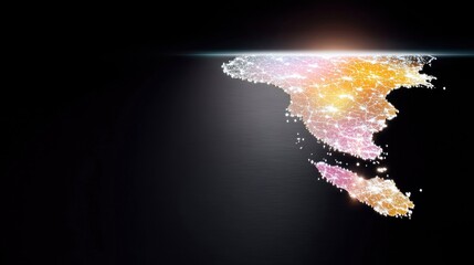 Southeast Asia: Illuminated Network Connection on Black