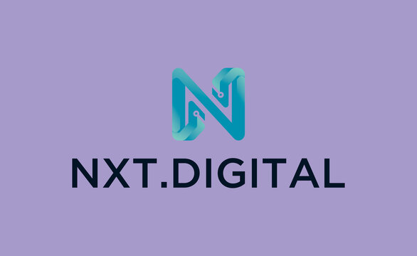 Modern Tech Logo &ldquo;NXT.DIGITAL&rdquo; on Purple Background