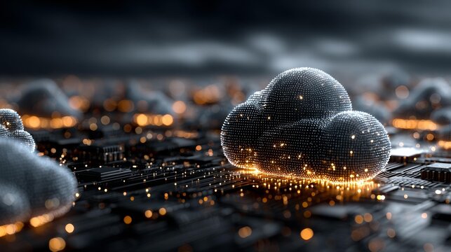 Modern cloud computing technology concept with glowing connections for seamless data transfer and secure, reliable networks in a digital world