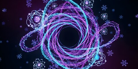 Quantum Realm Christmas Digital Wallpaper – Psychedelic Sci-Fi Holiday Background with Text Space