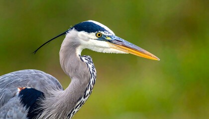 Close-up profile of a large, long-necked bird with sharp beak