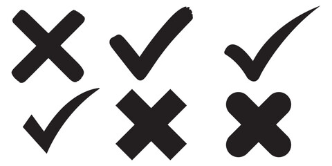 Hand drawing green tick mark icon on white background. Digital hand drawing check mark vector set. Creative vector tick mark icon set. © Top