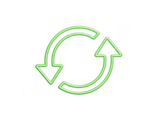 Neon green circular arrows refresh icon isolated on transparent background