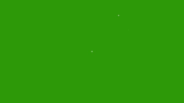 Sparkling star glitter motion animation, white cartoon doodle twinkling stars, flat vector blinking lights, glowing magical effects on green screen, 4k festive starry overlay video loop