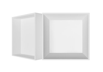 Top View. White Open Gift Box, transparent background