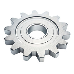 Metal gear with transparent background showcases precision engineering and industrial design. This gear symbolizes strength and functionality