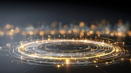 Futuristic Digital Interface Control System with Glowing Circles