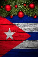 christmas decoration on wooden background from cuba