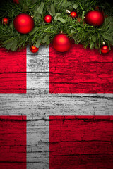 christmas decoration on wooden background from denmark